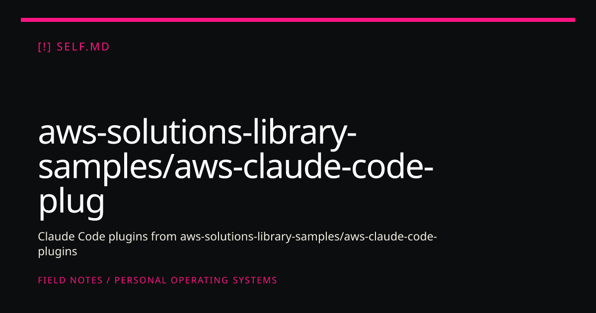 aws-solutions-library-samples/aws-claude-code-plugins — Claude Code ...