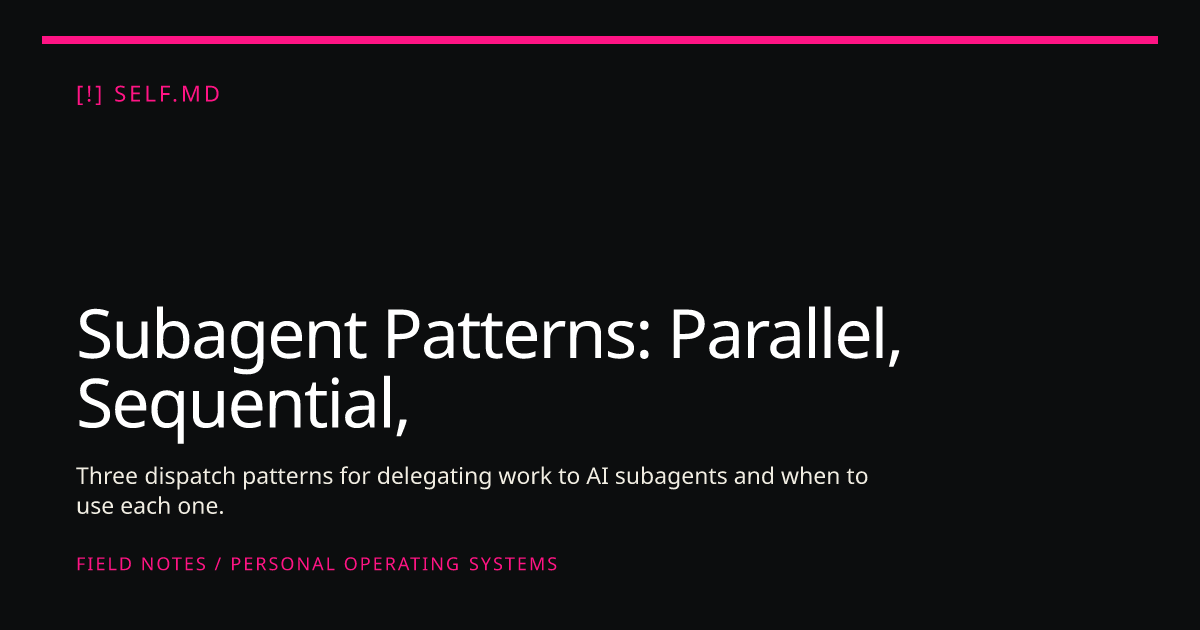 Subagent Patterns: Parallel, Sequential, Background | self.md