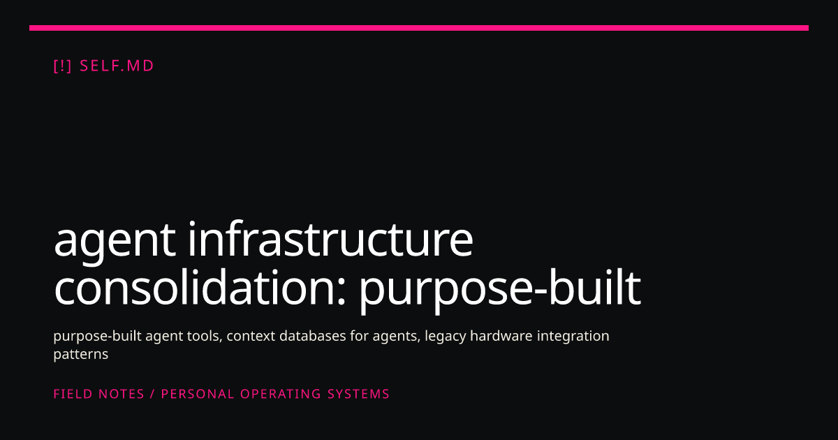 agent infrastructure consolidation: purpose-built tools, context ...