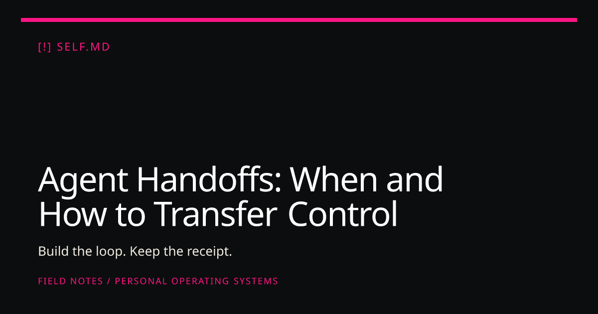 Agent Handoffs: When and How to Transfer Control | self.md