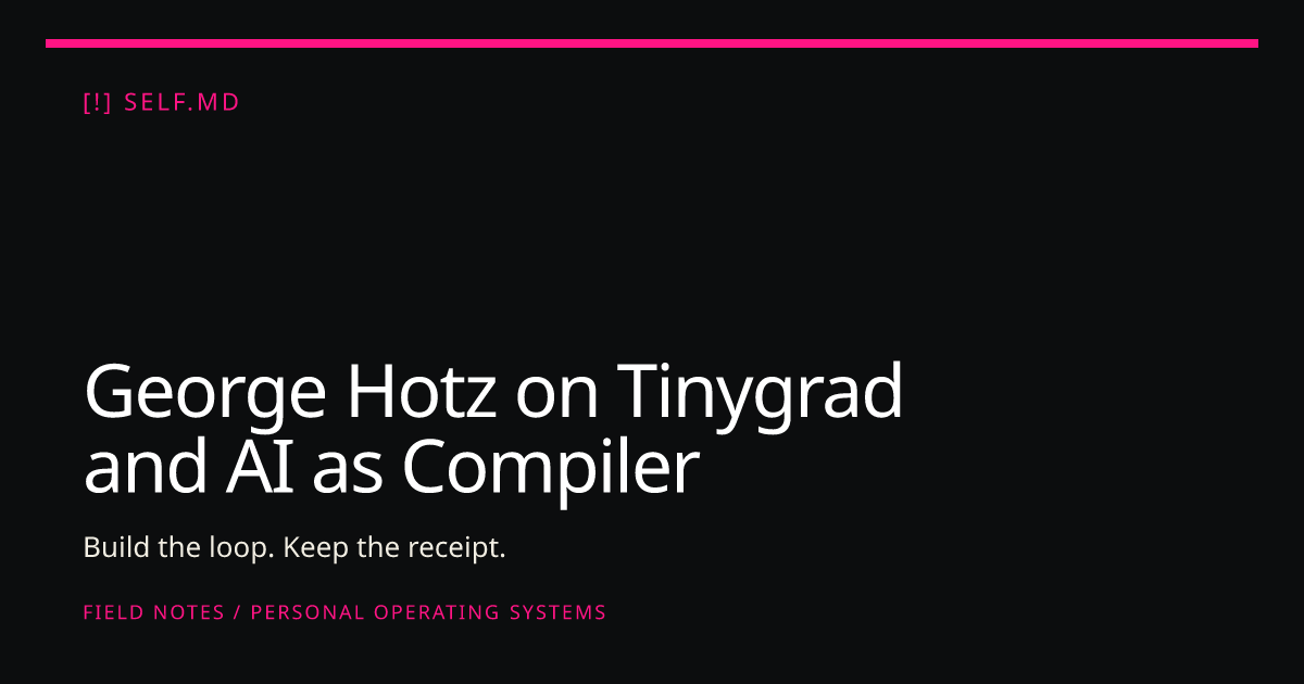 George Hotz on Tinygrad and AI as Compiler | self.md