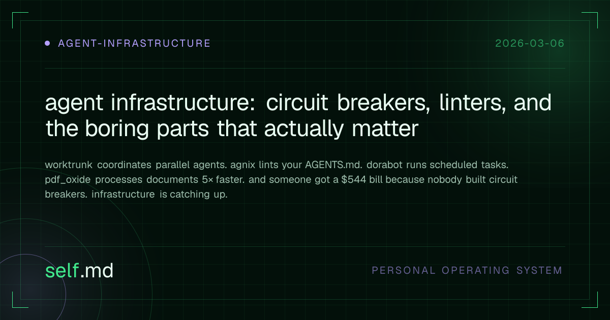 agent infrastructure: circuit breakers, linters, and the boring parts that actually matter